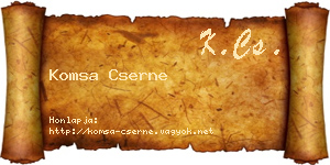 Komsa Cserne névjegykártya
